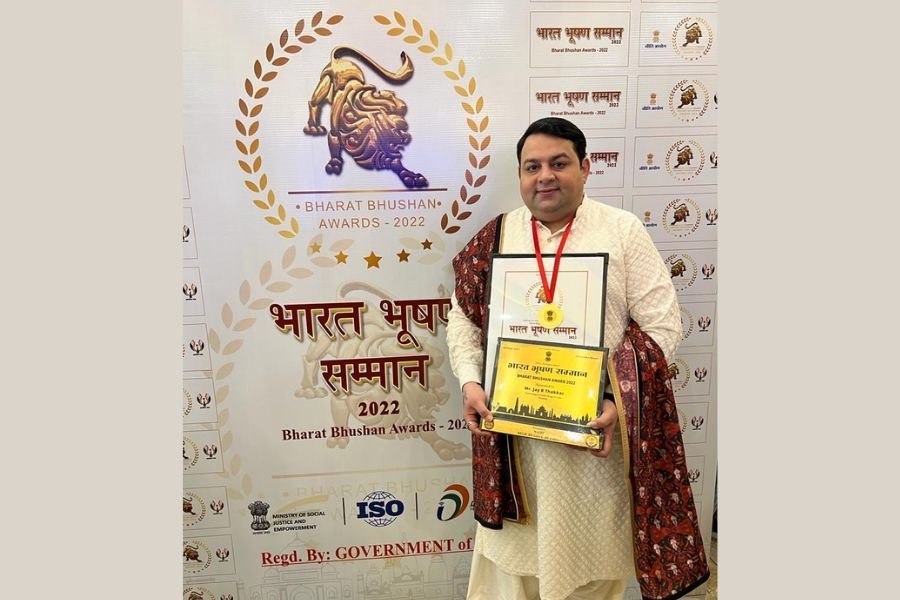 India’s leading numerologist and Garba king Jay Rajesh Thakkar is overwhelmed after winning Bharat Bhushan Award 2022