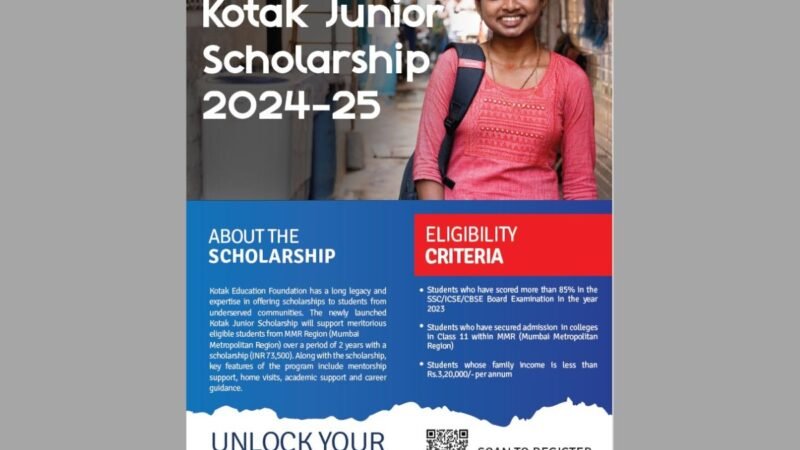 Kotak Education Foundation announces 1000 scholarships under Kotak Junior Scholarship Programme for 10th+ Students in Mumbai